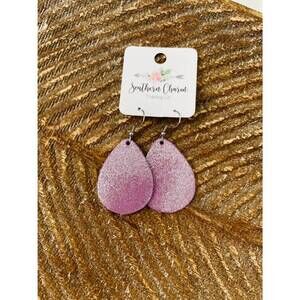 NEW SAGE & CLARE women's faux leather earrings in purple